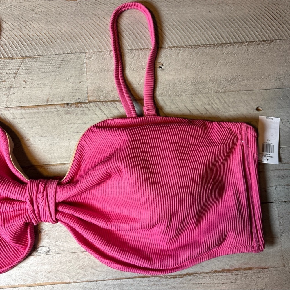 Old Navy Textured-Rib Cinch-Front Bikini Swim Top 4X Pink NWT! - Picture 5 of 16